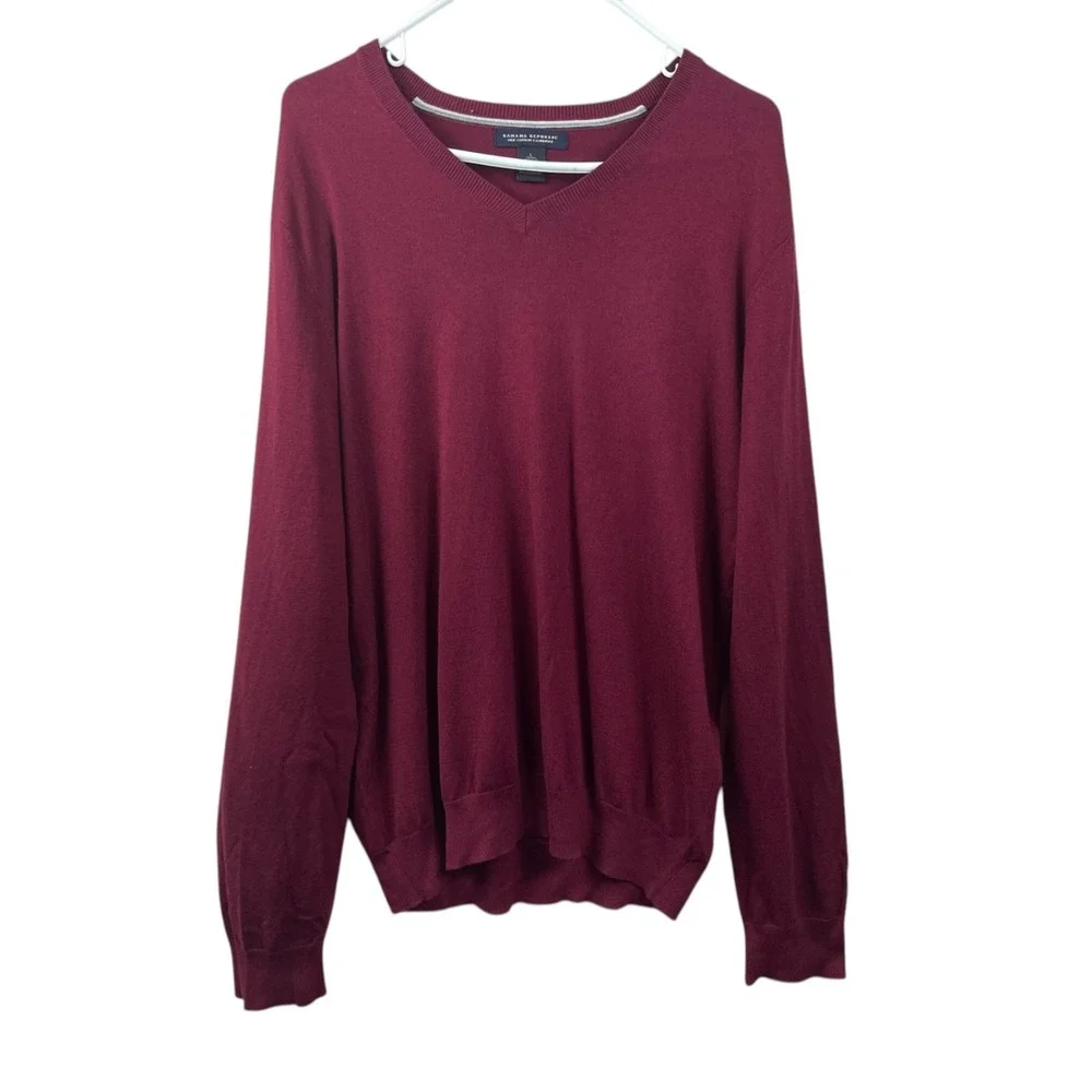 Banana Republic Cotton Silk Cashmere V Neck Sweater Mens Large Maroon